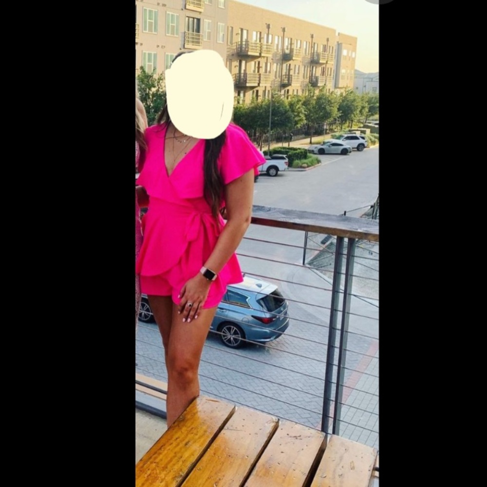 pink backless romper